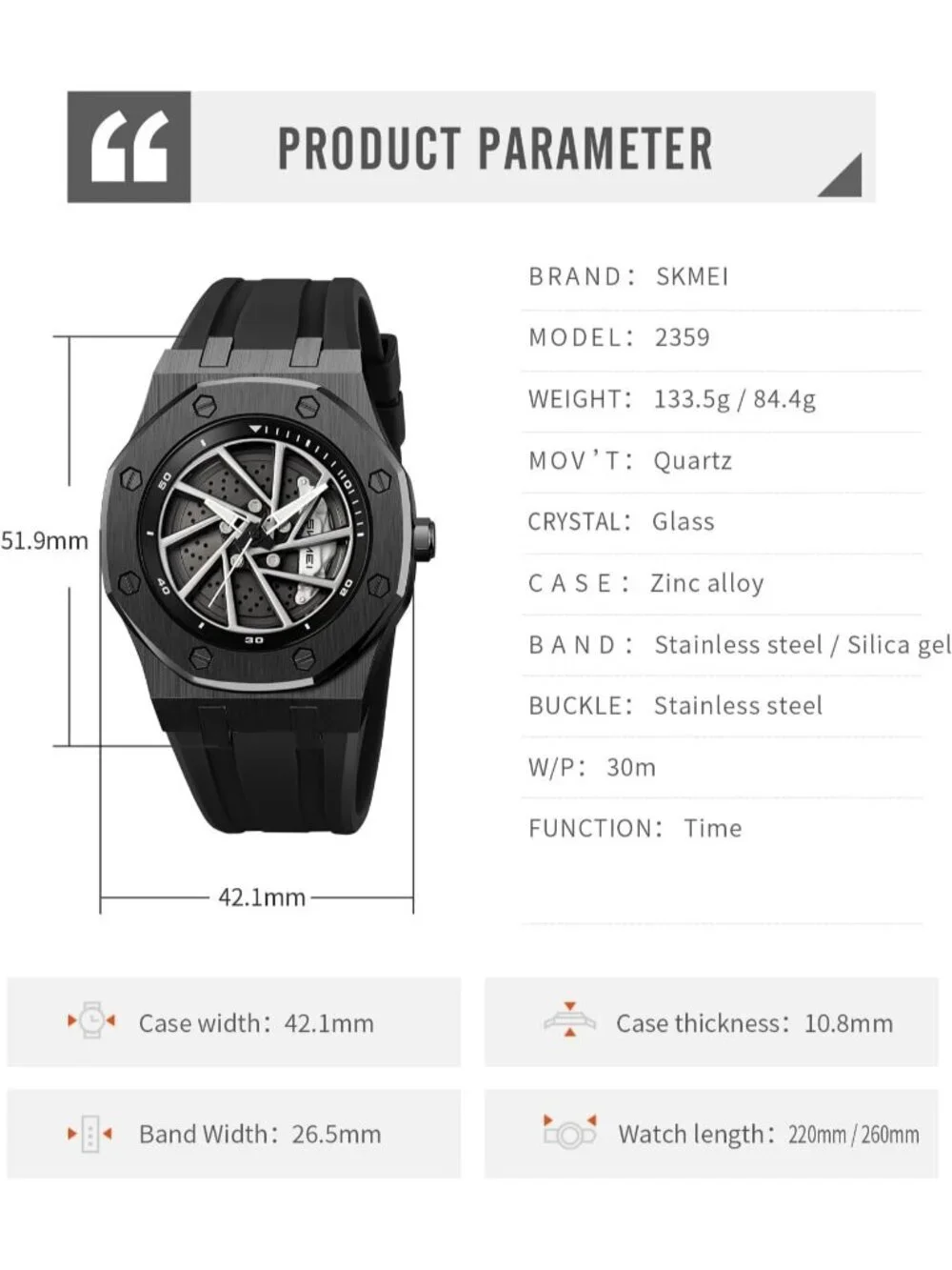 Men's Yellow Analog 3D Spinning Car Wheel Rotating Design Stainless Steel Watch
